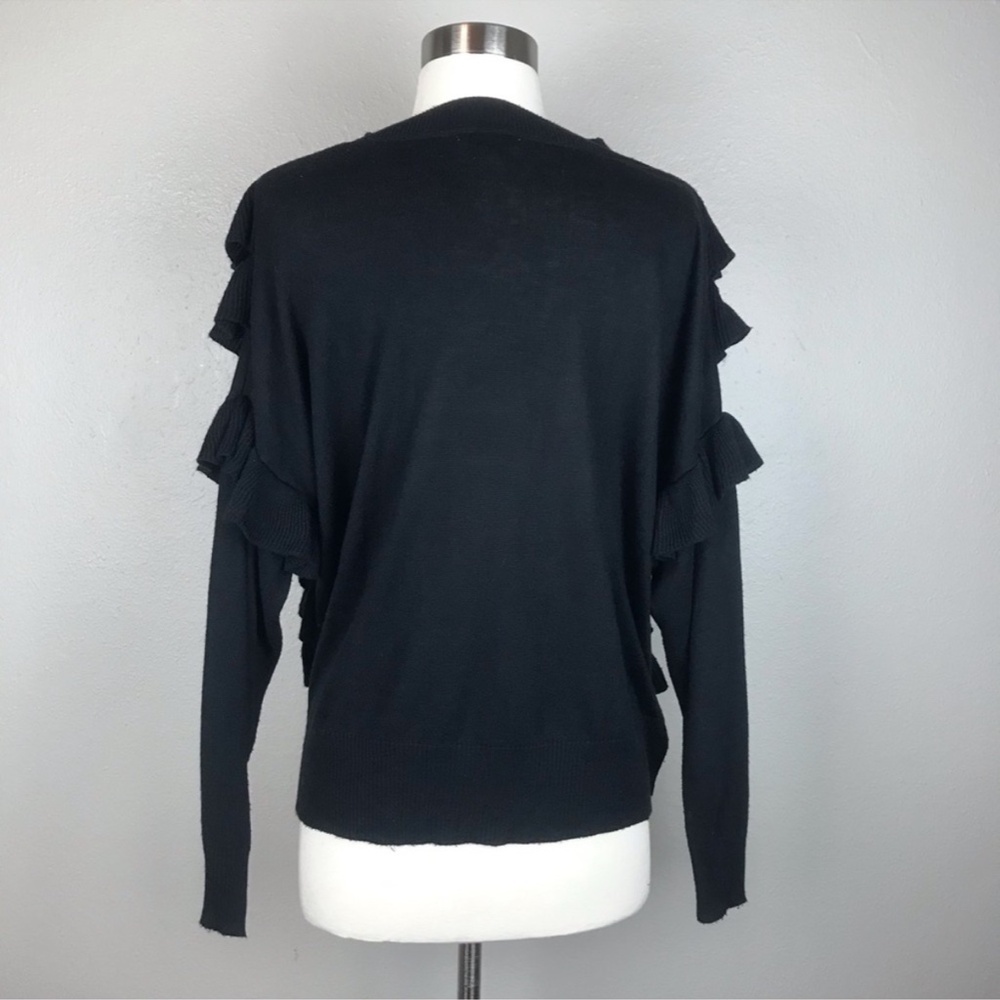 BP Nordstrom Women’s Black Ruffle Pullover Sweater - Picture 3 of 3